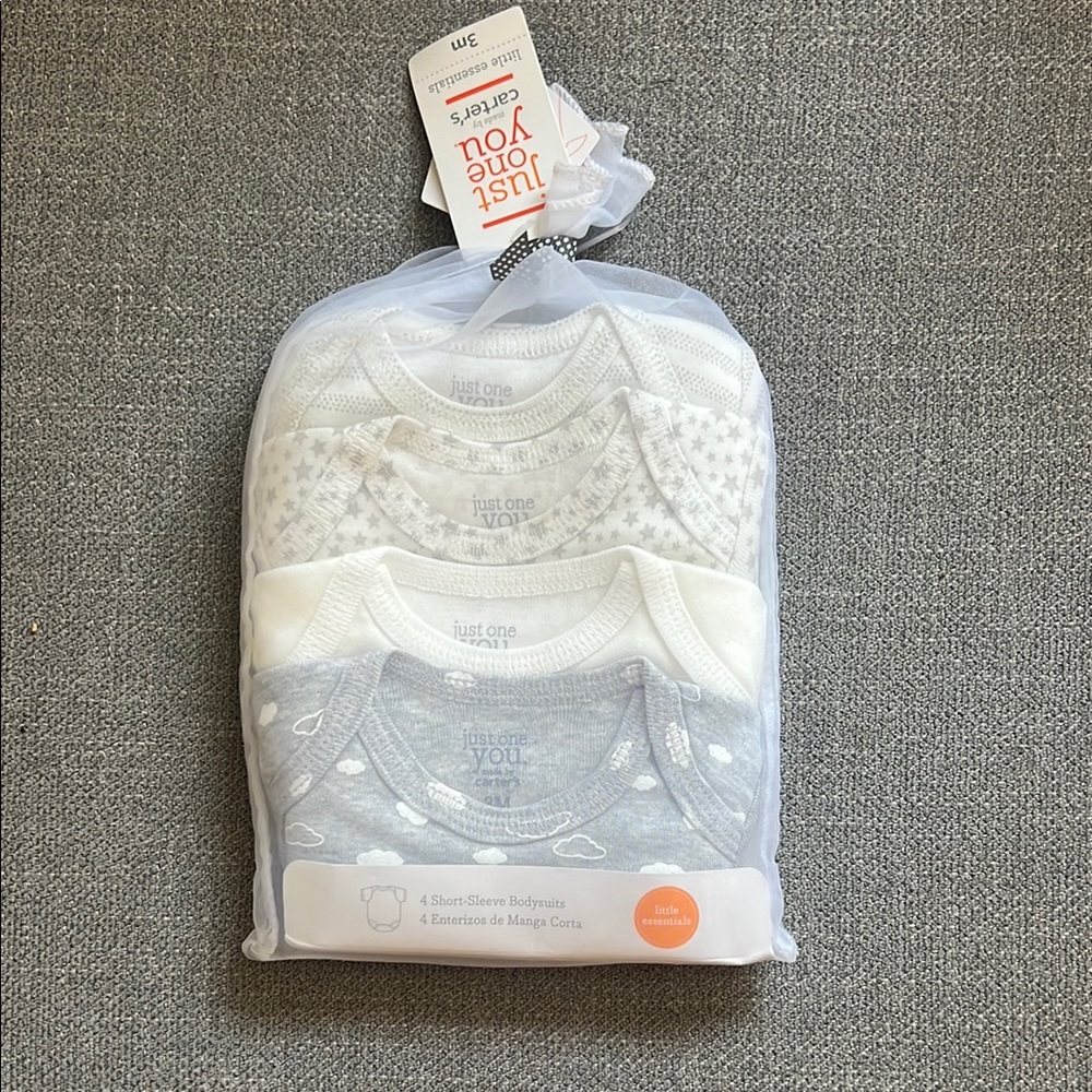 Gray and White Baby Onesie Set